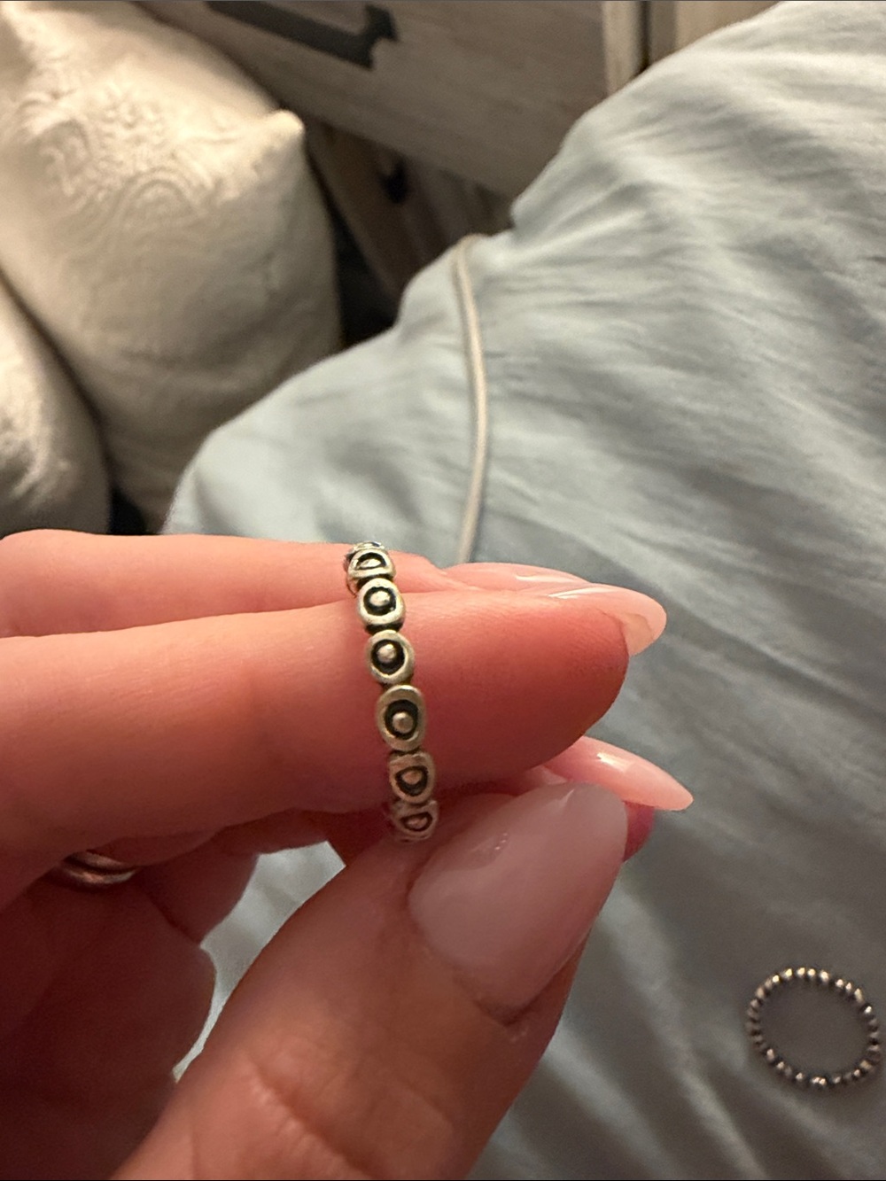 Pandora Silver Dot-Detail Stackable Ring